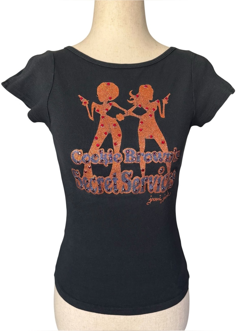 Rare Joomi Joolz Cookie Brownie Secret Services Baby Tee T-Shirt Y2k 90s Small
